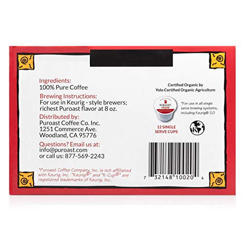 Puroast Low Acid Coffee| French Single Serve Pods | Dark Roast | High Antioxidants & High Ph |No Bitter Aftertaste | Reduced Heartburn & Gerd Friendly | 24 Count - Compatible With Keurig Brewer