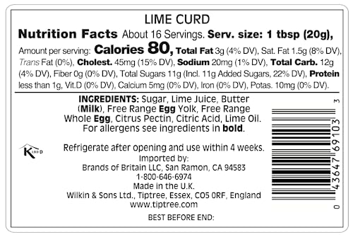 Tiptree Lime Curd, 11 Ounce Jar Yellow