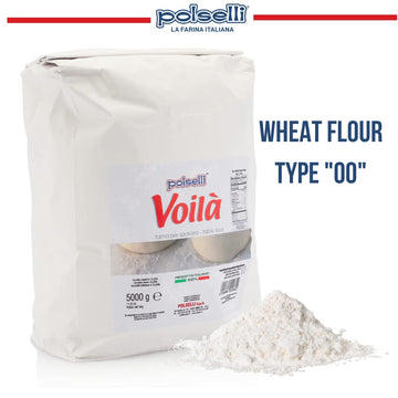 Voila, Tipo Type 00 Flour, Soft Wheat, Pizza, Baking, Pasta, Italy, Spolvero, All Natural, Non Gmo, Not Bleached(5 Kg) 11 Lbs By