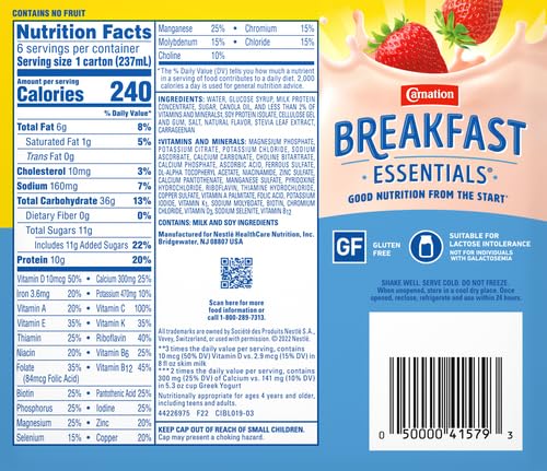 Carnation Breakfast Essentials Ready To Drink Nutritional Breakfast Drink, Creamy Strawberry, 6 - 8 Fl Oz Bottles