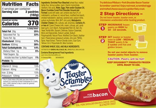 Pillsbury Bacon Toaster Scrambles, Frozen Breakfast Pastries, Value Size, 8 Ct, 14.4 oz