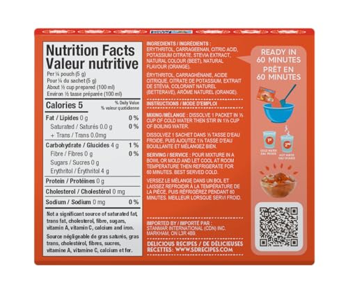 Simply Delish Natural Orange Jel Dessert - Sugar Free, Non Gmo, Gluten Free, Fat Free, Vegan, Keto Friendly - 0.7 Oz (Pack Of 6)