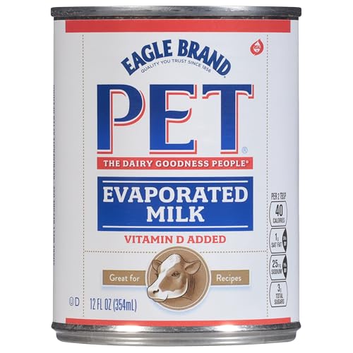 PET Evaporated Milk, 12 Ounce Can - Creamy & Rich Dairy Product, Perfect for Cooking and Baking