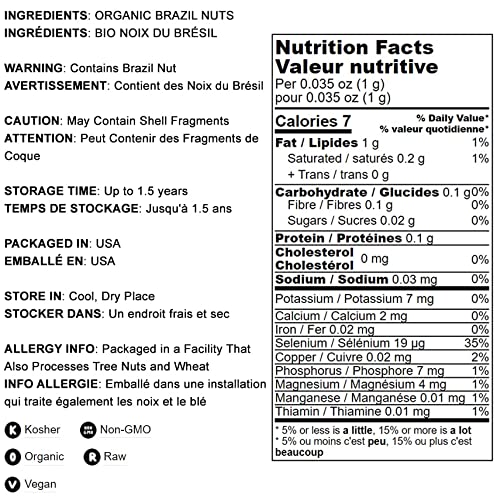 Food To Live - Organic Brazil Nuts, 1 Pound Non-Gmo, Raw, Whole, No Shell, Unsalted, Kosher, Vegan, Keto, Paleo Friendly, Bulk, Trail Mix Snack, Good Source Of Selenium.