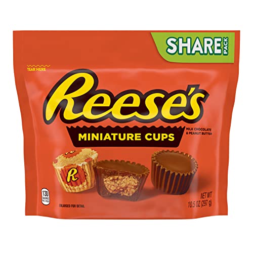 HERSHEYs Reeses Miniature Cups Milk Chocolate & Peanut Butter Share Pack, 297 Grams, Orange