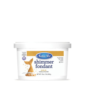 Satin Ice Gold Shimmer Fondant With Edible Glitter (1 Pound, Vanilla) For Cake Decorating