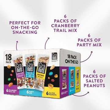 GRANUTS Variety Nuts and Cranberry Trail Mix, 29.63 oz, 18 Snack Packs