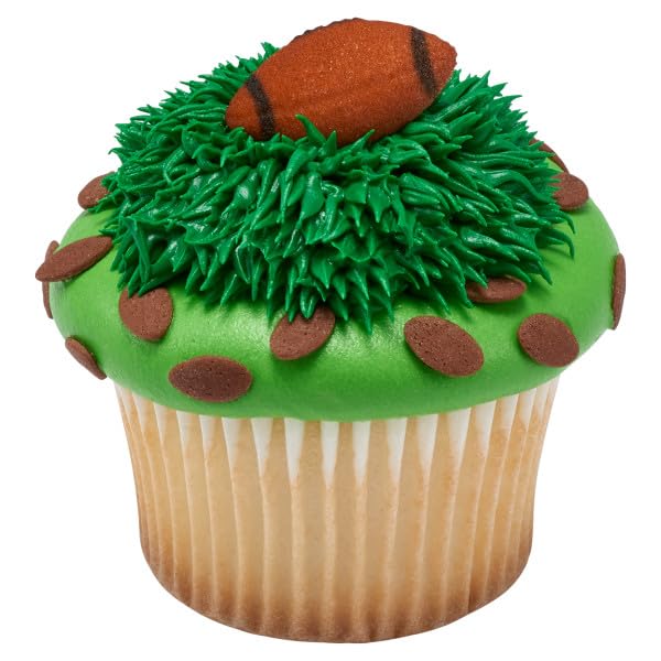 Brown Football Edible Sugar Cake Toppers, 24 Count