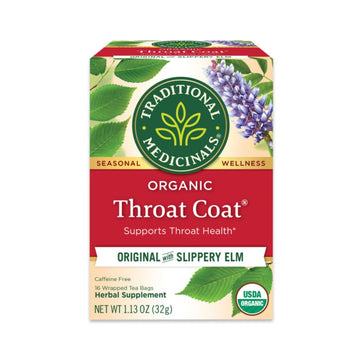 Traditional Medicinals Organic Throat Coat Herbal Tea, Supports Throat Health, (Pack of 3) - 48 Tea Bags Total