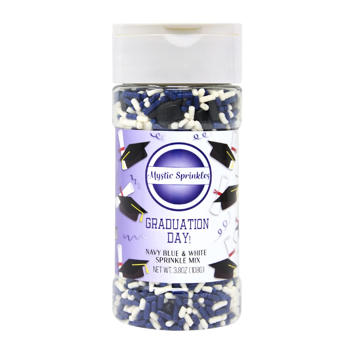 Mystic Sprinkles Graduation Day Sprinkles Mixes (Graduation Day! Navy Blue & White Sprinkle Mix 3.8Oz)
