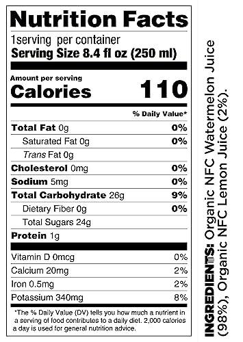 Pomona Organic Juices Pure Watermelon Juice, Cold Pressed Organic Juice, Non-Gmo, No Sugar Added, Not From Concentrate, Gluten Free, Kosher Certified, Preservative Free, 8.4 Ounce (Pack Of 12)