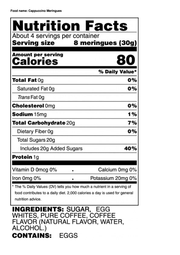 Krunchy Melts Original Meringue Cookies | Cappuccino Flavor | Only 80 Calories Per Serving | Fat Free, Gluten Free, Dairy Free (4 Oz)