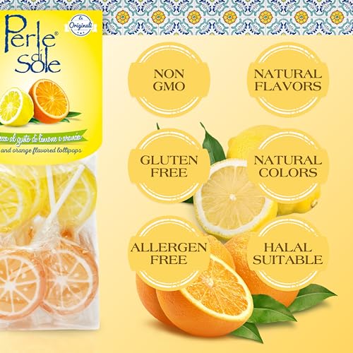 Perle di Sole Lemon & Orange Lollipops — Italian Citrus Candy