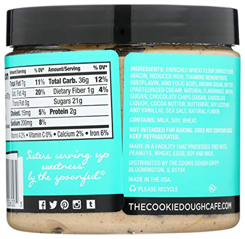 The Cookie Dough Cafe Gourmet Edible Cookie Dough, Chocolate Chip, 16 Fl Oz (Pack Of 8)