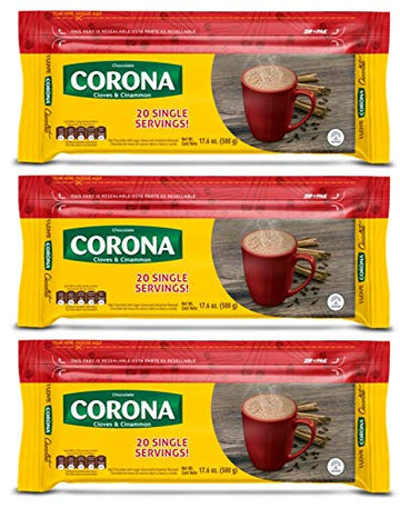 Corona Resealable Cinnamon & Cloves Chocolate Bars, Delicious On-The-Go Treat, Great For Breakfast, 17.6 Ounce (Pack Of 3)