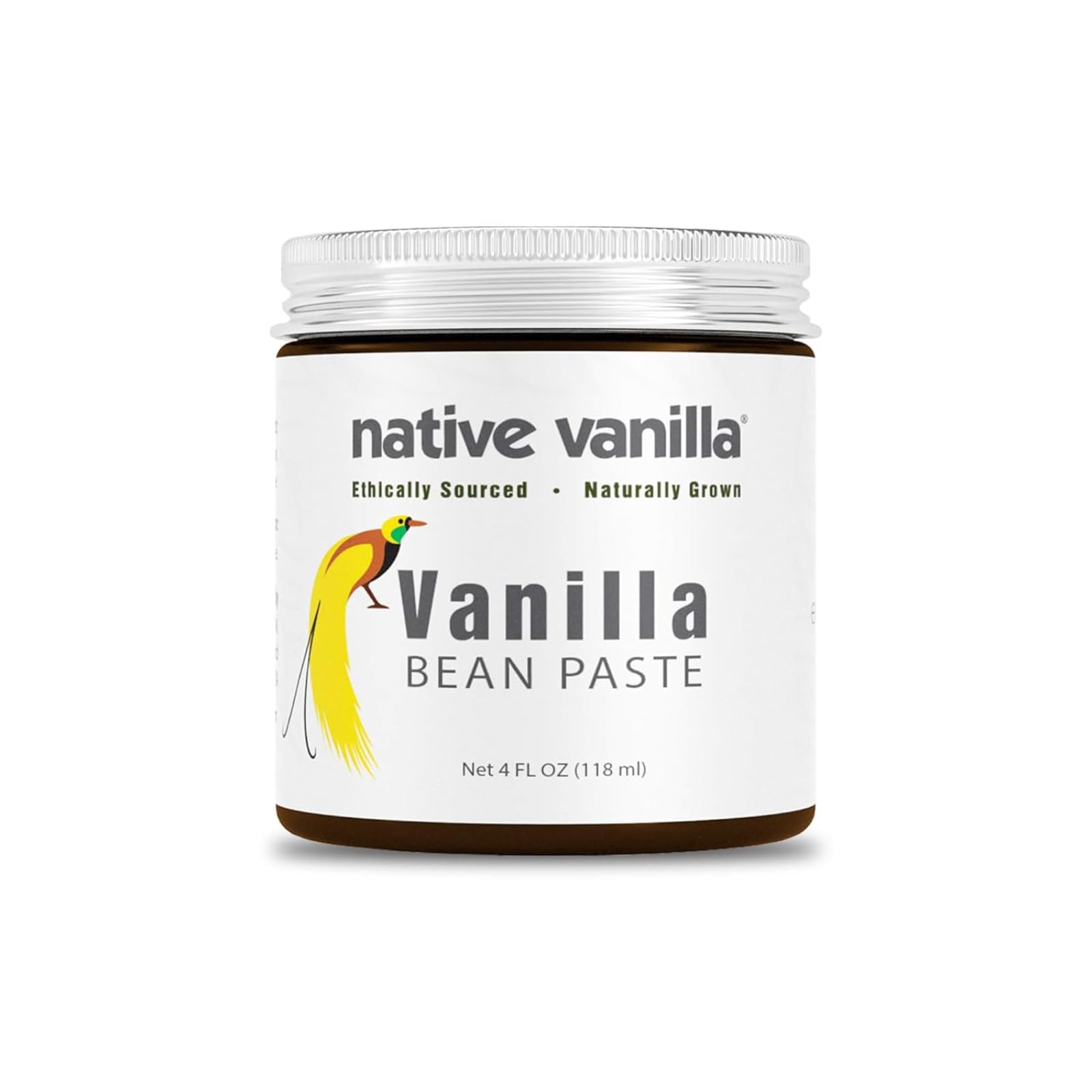 Vanilla Bean Paste - Native Vanilla - All Natural Pure Vanilla Bean Paste - Made with Organic Agave Syrup - For Cooking, Baking 