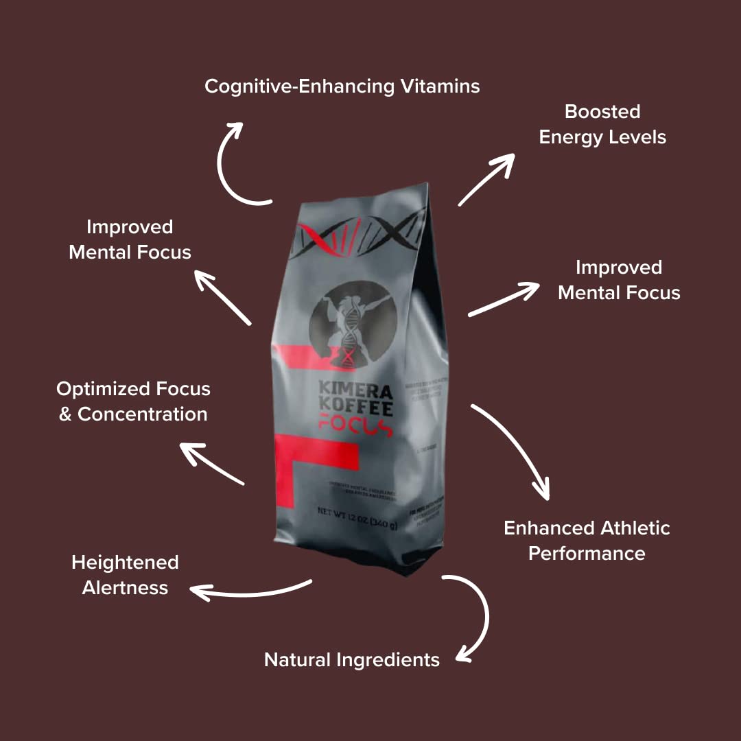 Kimera Koffee - Organic Light Roast Ground Coffee  Focus Blend  Infused With Brain Vitamins  L-Theanine  Amplifies Alpha Brain W