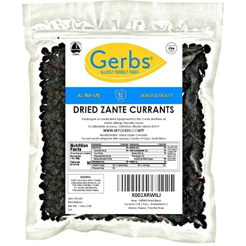 Gerbs Dried Zante Currants 1 Lb | Freshly Dehydrated Re-Sealable Bulk Bag | Top 14 Food Allergy Free | Sulfur Dioxide Free | Rich In Antioxidants | Gluten, Peanut, Tree Nut Free