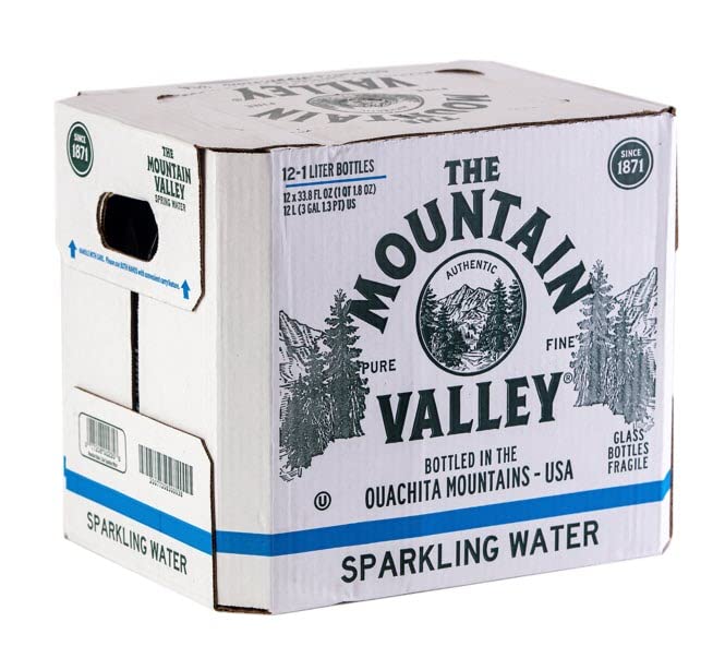 The Mountain Valley 1 Liter Sparkling Water In Glass Bottle 1 Liter (Pack Of 12)