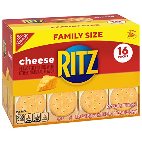 RITZ Cheese Sandwich Crackers, Family Size, 96 Snack Packs (6 Boxes, 6 Crackers Per Pack)