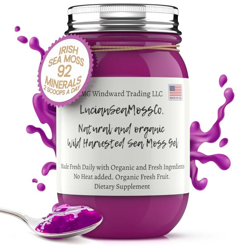 Purple Sea Moss Gel Organic Certified Wild Harvested Irish Sea Moss Gel | Immune and Digestive Support | Natural Inflammation Su
