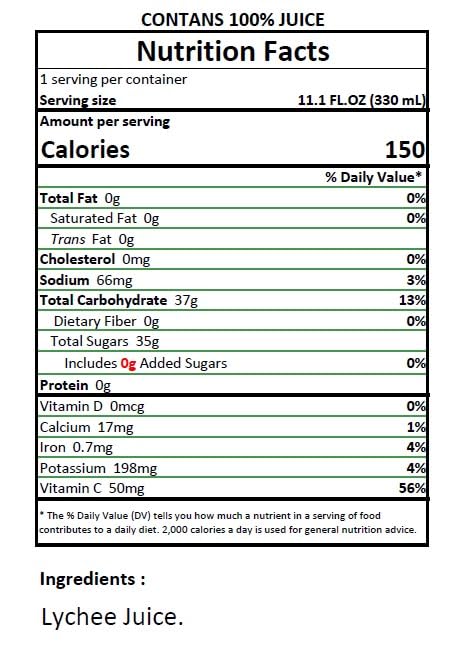 Namai Pure Lychee Fruit Juice, No Added Sugar, 24-Pack