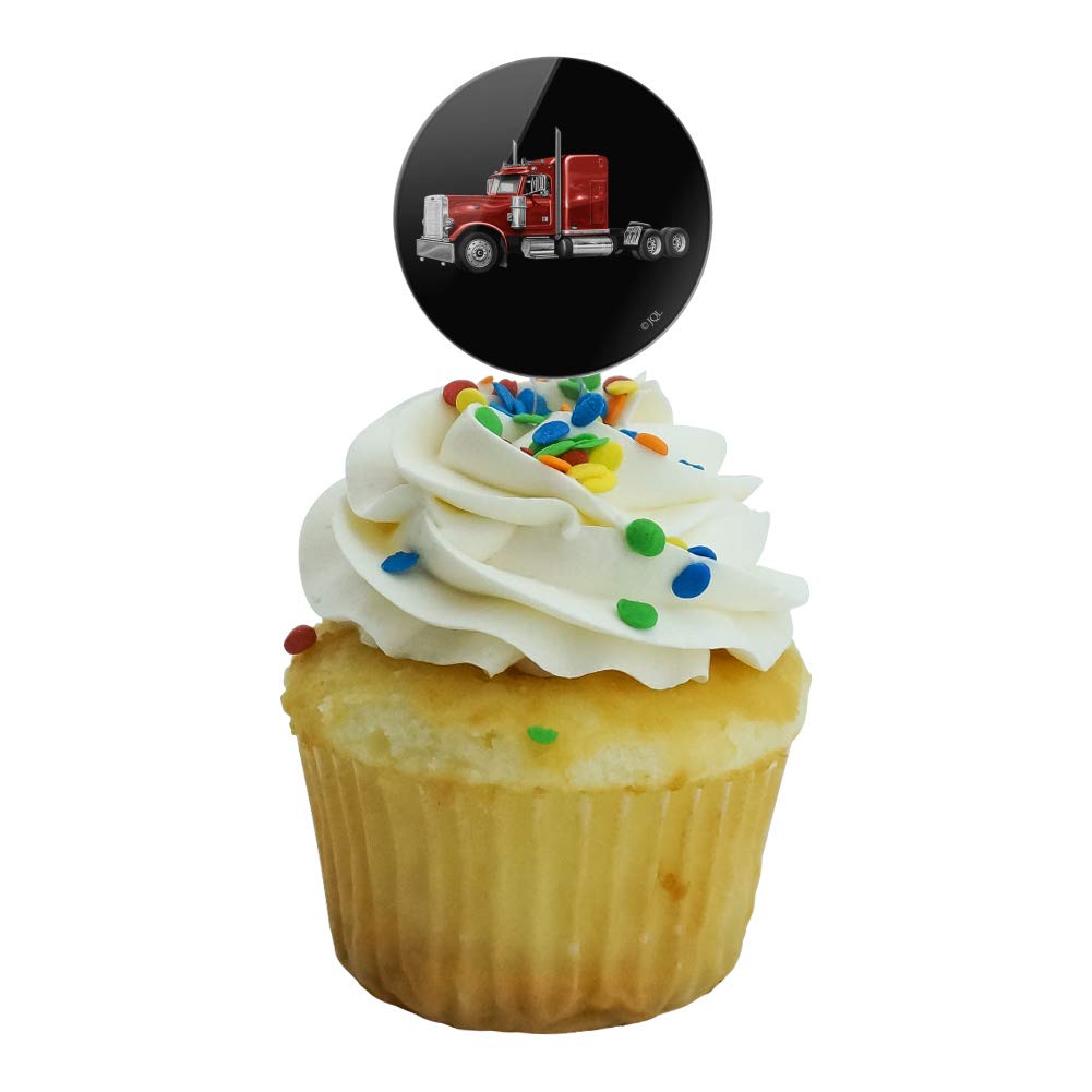 Semi Tractor Trailer Truck Trucker Cupcake Picks Toppers Decoration Set Of 6