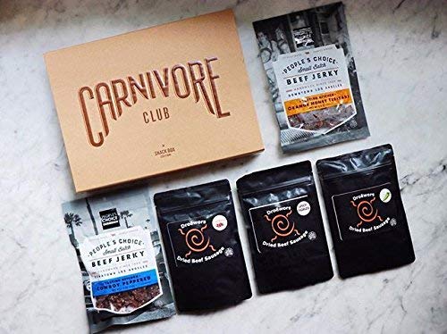 Carnivore Club Beef Jerky Box - Delicious Jerky And Meat Sticks Sampler - 4 To 6 Meat Snacks Jerkygram - Meat Snack Sampler Gift