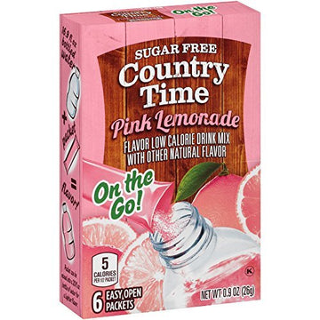Country Time Pink Lemonade Sugar Free On The Go, 0.9 Ounce Packet, 6Ct (Pack Of 12)