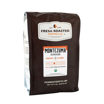 Fresh Roasted Coffee, Organic Montezuma Sunrise, 5 Lb (80 Oz), Medium Roast, Kosher, Whole Bean