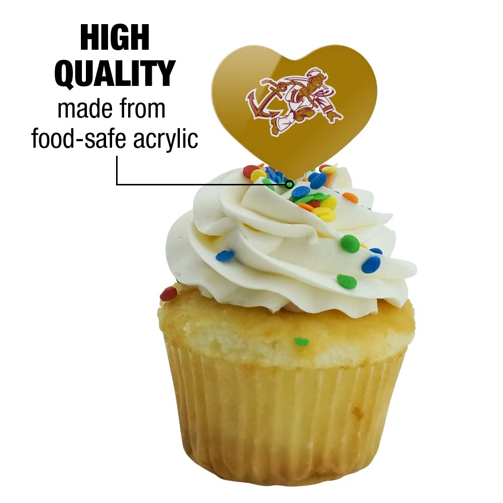 GRAPHICS & MORE Acrylic Cupcake Picks Set of 6 - Rhode Island College Secondary Logo Heart Design