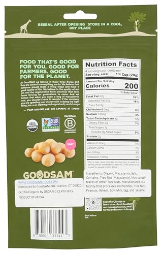 GoodSAM Organic Roasted & Salted Macadamia Nuts, 4 OZ