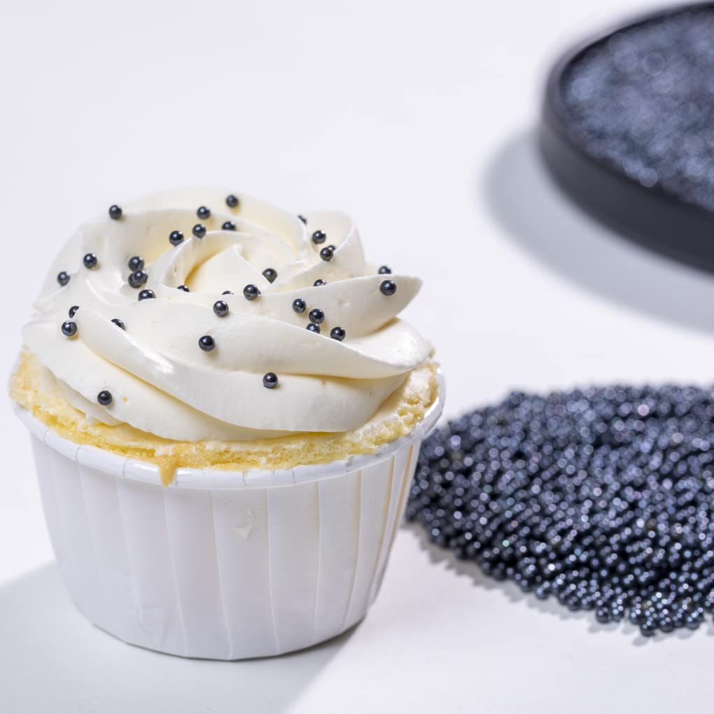 Black Sprinkles Edible Pearl 2mm 130g 4.6OZ Christmas Cake sprinkles,Cookie Sprinkles,Baking Sugar Pearl, Edible Candy Pearls fo