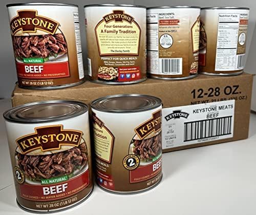 Keystone Meats All Natural Heat And Serve Canned Beef 28 Oz Fully Cooked Canned Meat Long Shelf Life Emergency Survival Canned F