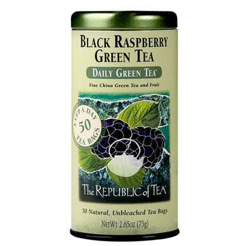 The Republic of Tea Black Raspberry Green Tea, 50 Tea Bags, Caffeinated, Flavored Berry Tea