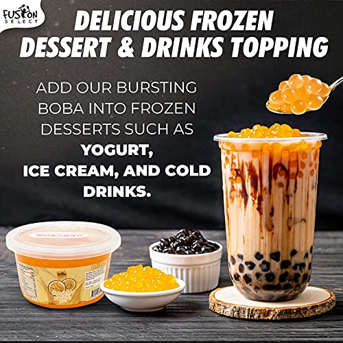 Fusion Select Lychee Bobaz Bursting Bobaz Popping Bobaz Pearls For Bobaz Tea, Bubble Tea, Fruit Tea, Yogurt Toppings 450 Grams