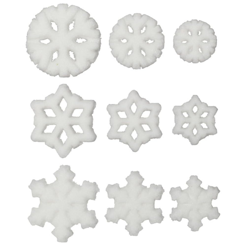 White Snowflake Assortment Edible Sugar Cake Toppers, 24 Count