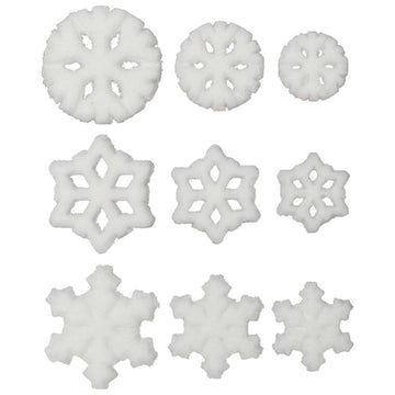 White Snowflake Assortment Edible Sugar Cake Toppers, 24 Count