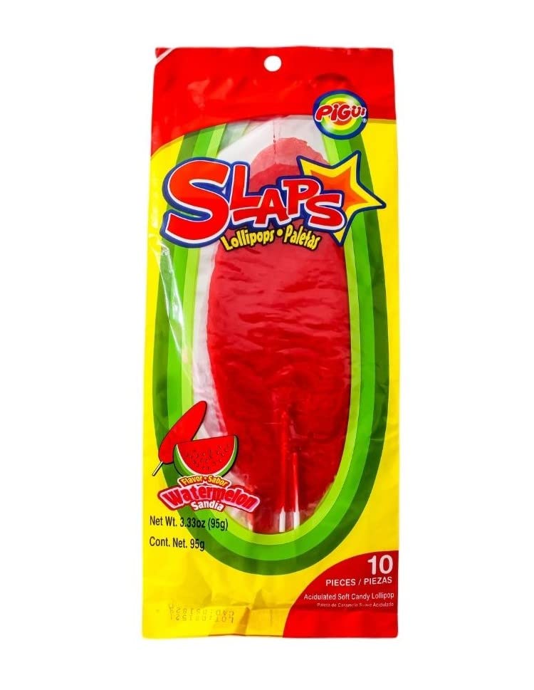 Slaps Paletas / Lollipops, Mango, Sandia (Watermelon) And Tamarindo Azul (Tamarind Blue), 10 Piezes (Pieces) Each, 30 Piezes (Pi