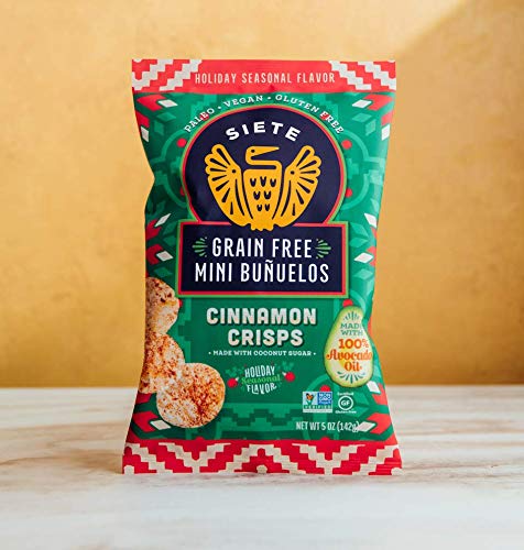Siete Grain Free Mini Buuelos Cinnamon Crisps, 5 oz Bag (1 Pack) - Dairy Free, Paleo, Vegan, Non-GMO, Gluten Free