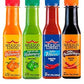 Mexico Lindo Hot Sauce Variety Pack - 4 Bottles (5 Fl Oz Each) Includes Picante Negra, Red Habanero, Green Habanero, 7 Mares