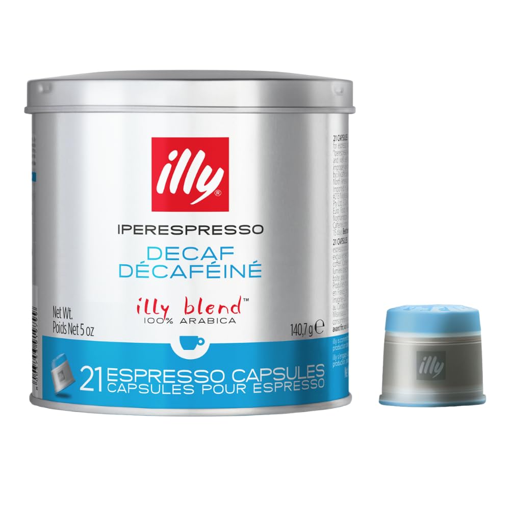 illy Coffee iperEspresso Capsules - Single-Serve Coffee Capsules & Pods - Single Origin Coffee Pods - Classico Decaf Roast with Notes of Caramel - For iperEspresso Capsule Machines - 21 Count