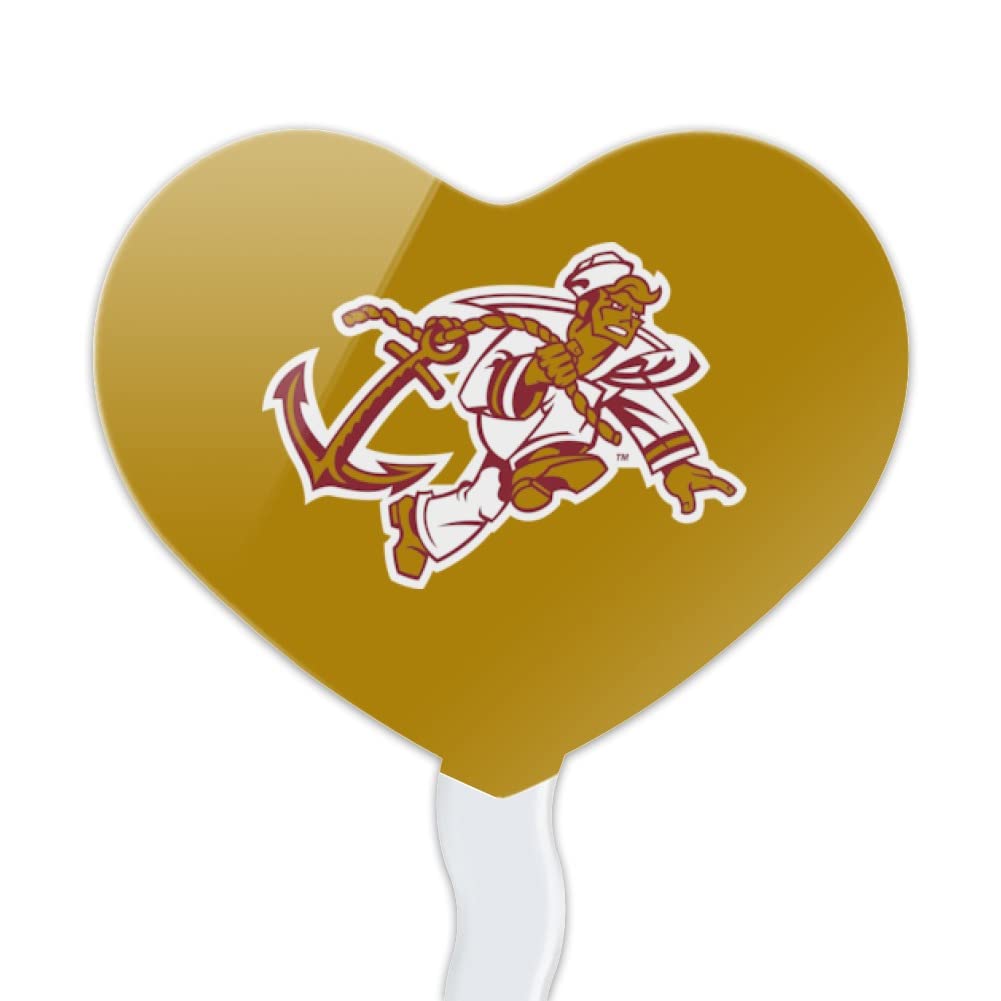 GRAPHICS & MORE Acrylic Cupcake Picks Set of 6 - Rhode Island College Secondary Logo Heart Design