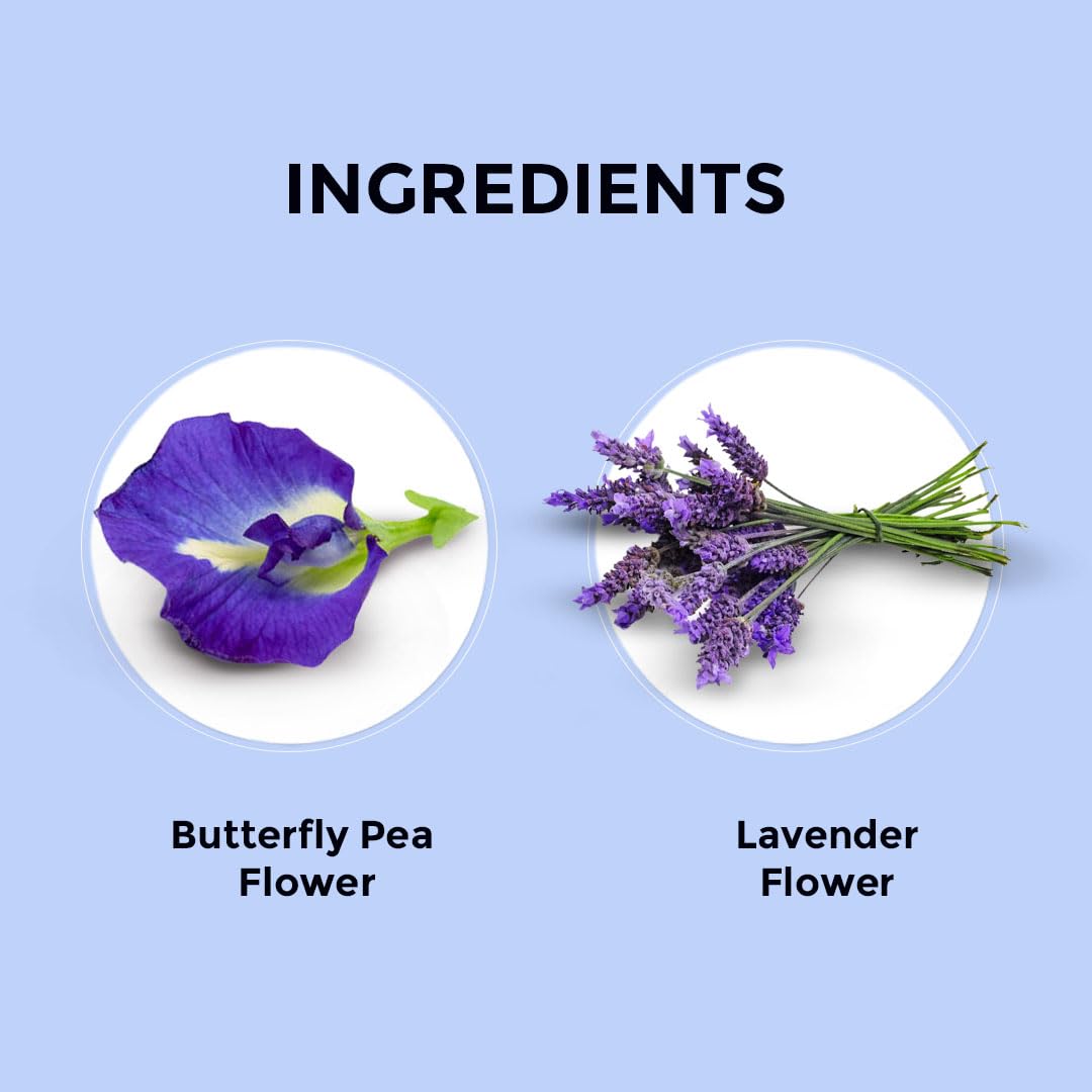 BLUE TEA Butterfly Pea Flower Lavender Tea - Caffeine Free, Gluten Free - 15 Tea Bags, Premium Tin Pack