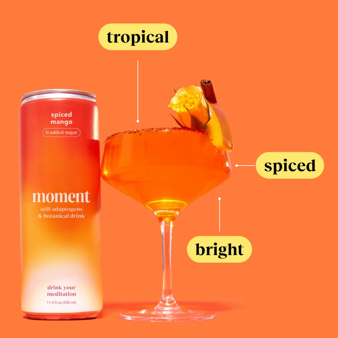 Drink Your Meditation Moment Botanical Drink - STILL Spiced Mango, 11.5 Fl Oz, 12-Pack, Contains Adaptogens, Low Calorie, Keto