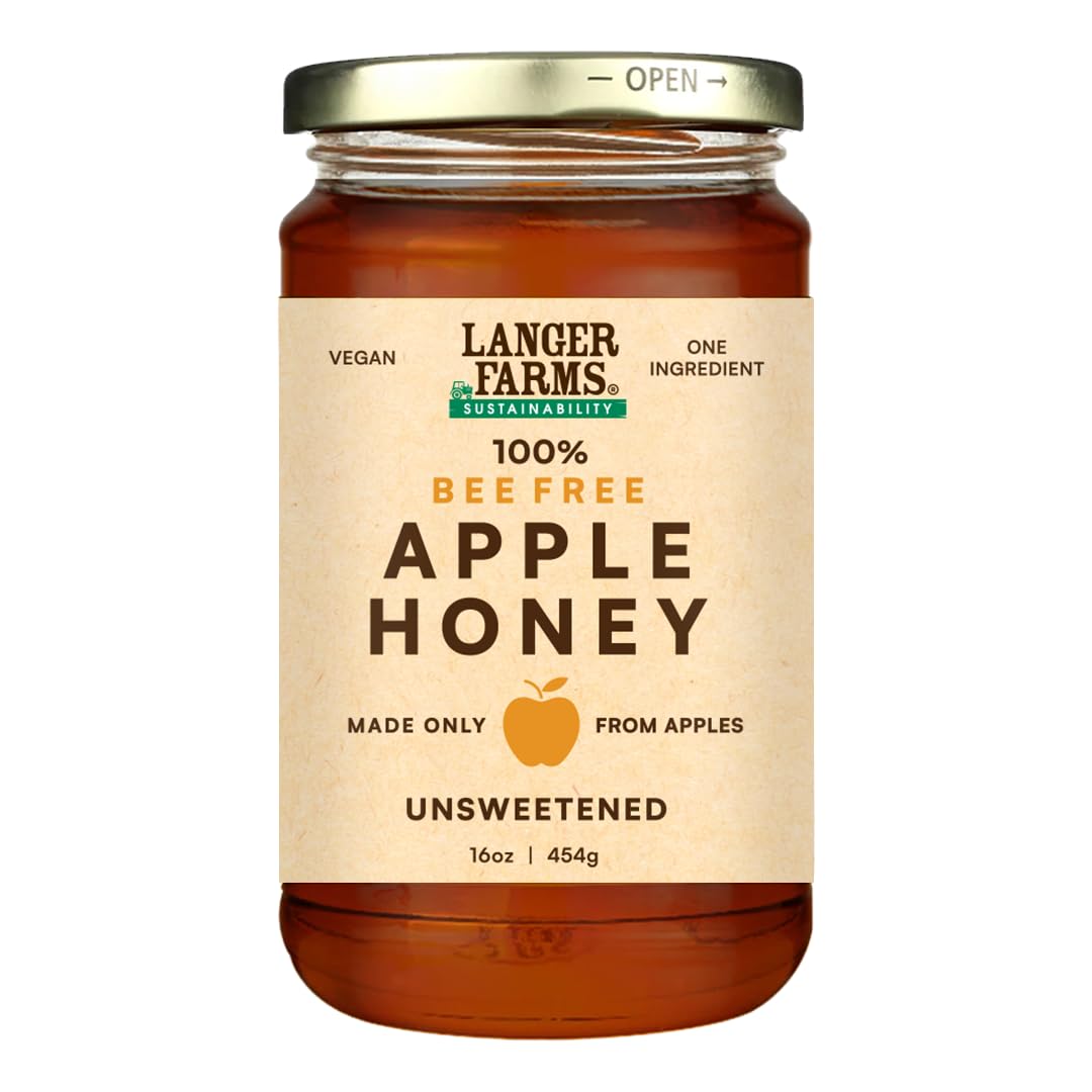 Langer Farms Pure Apple Honey, Vegan Honey Sweetener Substitute, Made from Apples, No Sugar Added, 16 Ounces