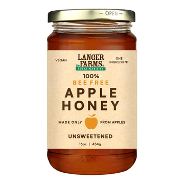 Langer Farms Pure Apple Honey, Vegan Honey Sweetener Substitute, Made from Apples, No Sugar Added, 16 Ounces