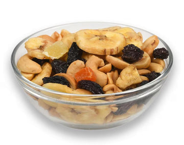 Tropical Trail Mix with Dried Fruit: Peanuts, Raisins, Banana Chips, Pineapple, Cashews, Mango - Snack Snacking Food Treat Nice