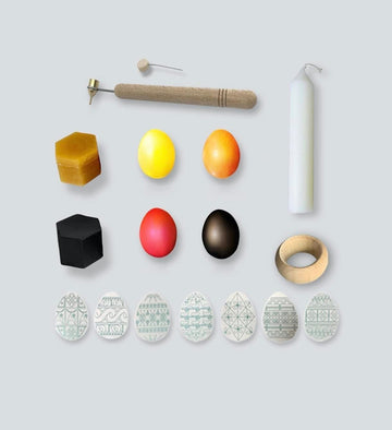 SOLOVEIKO Ukrainian Pysanka Easter Egg Decorating Kit for Beginer, Pysanky Tradional Art Supply with Heavy Kistka,Wax,4Dyes, Sta