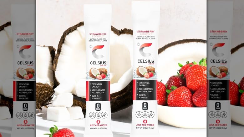 Celsius On-The-Go Energy Powder Sticks Variety Pack, Zero Sugar, 15 Count - Flavors: Dragonfruit Lime, Berry, Strawberry Coconut
